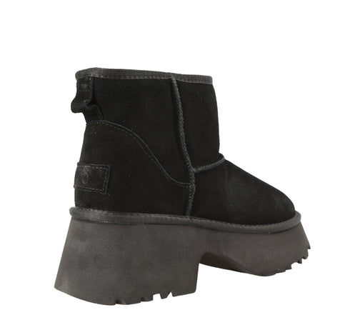 Ghete sport, dama, ANNA VIOTTI, D113-7, negru, piele intoarsa